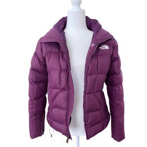 The North Face 600 down puffer hooded snowboard ski jacket purple Plum Small